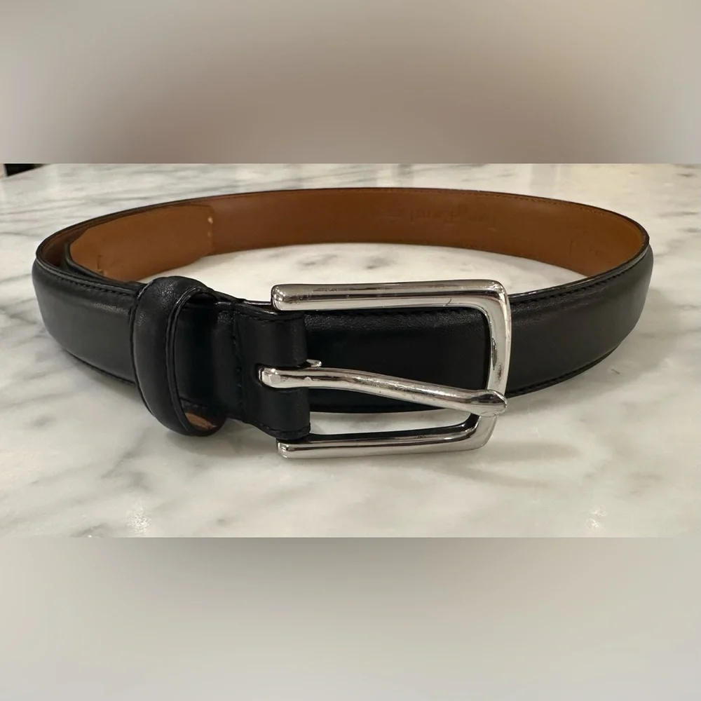 Polo Ralph Lauren Black Leather Belt with silver buckle - size 26 waist